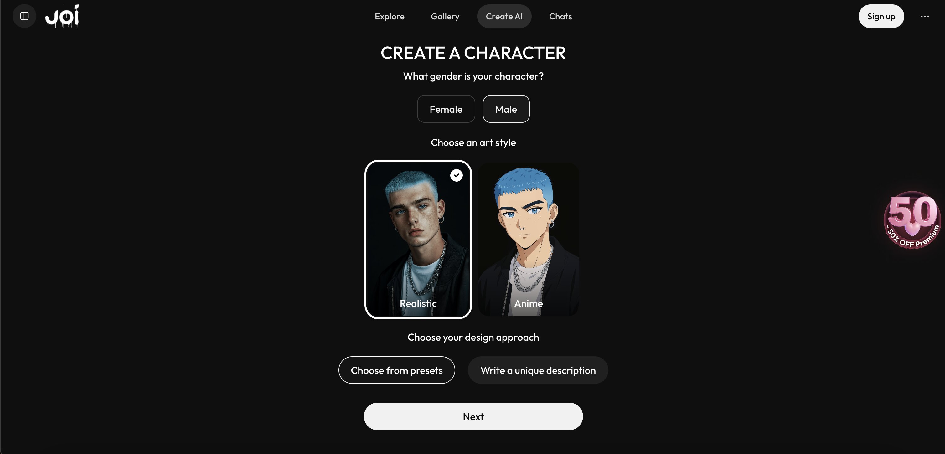 JOI AI AI boyfriend app screenshot